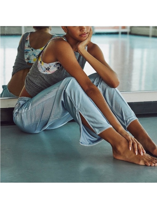 FP Movement by Free People Pants - Free People NWT FP Movement by Free People Silver Satin Track Pants